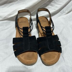 Earth Origins Leather Sling-back Sandals - Laney Black